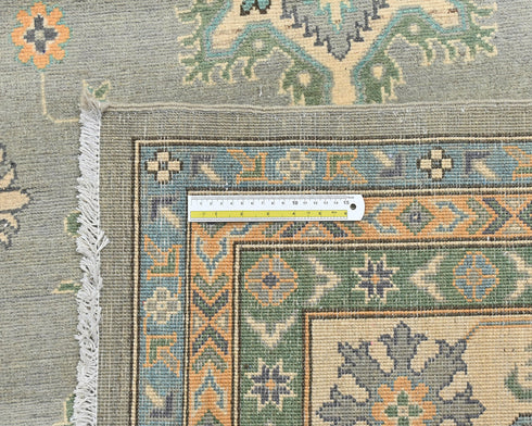 10x13 Gray Kuba Afghan Hand Knotted Wool Area Rug